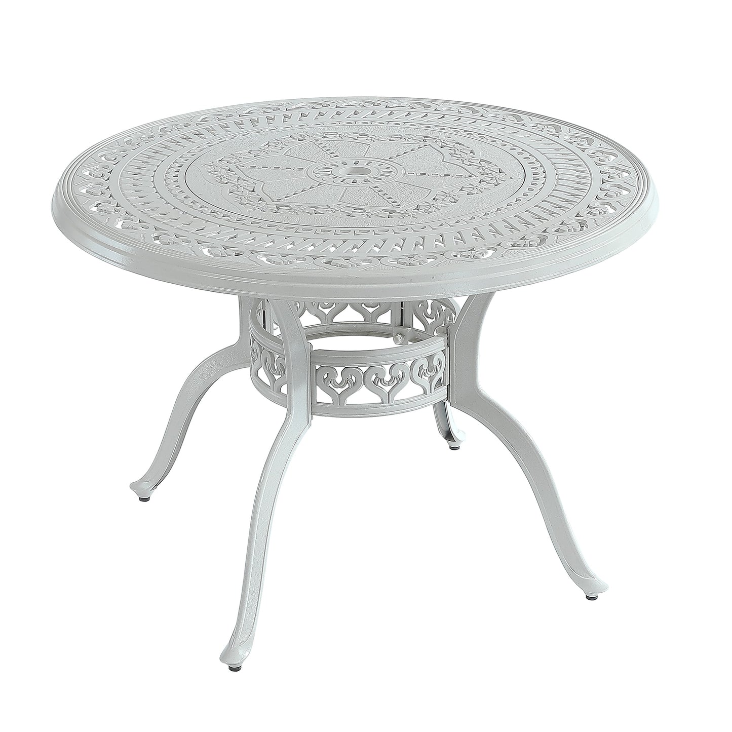 Clihome Cast Aluminum Patio Table Round Outdoor Dining Table 39-in W x 39-in L with Umbrella Hole