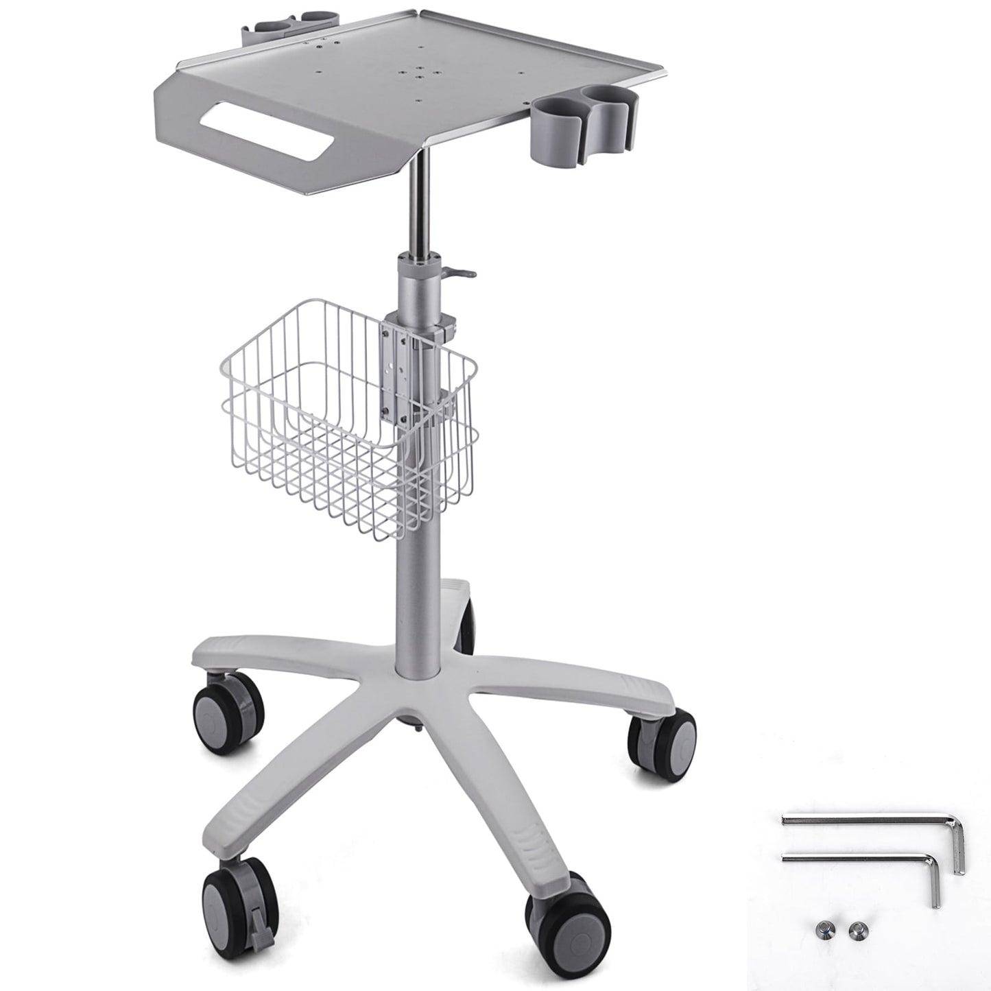 VEVOR 33.6-in Shelf Utility Cart, Aluminum/Steel, Gray, Mobile Rolling Cart SYSSTC-YDGLC00001V0