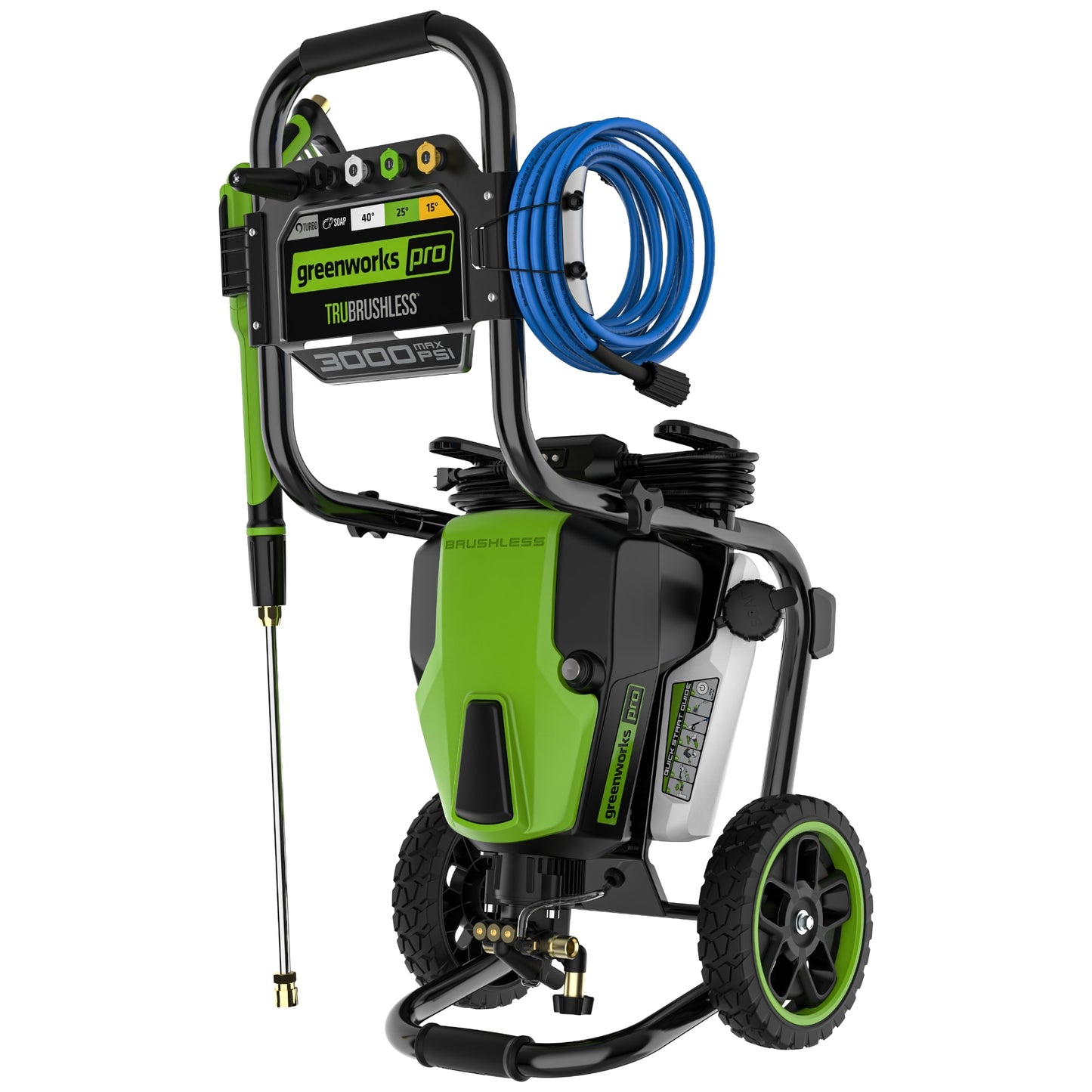 Greenworks Pro 3000-PSI 2.0-GPM Cold Water Electric Pressure washer with 5 Spray Tips