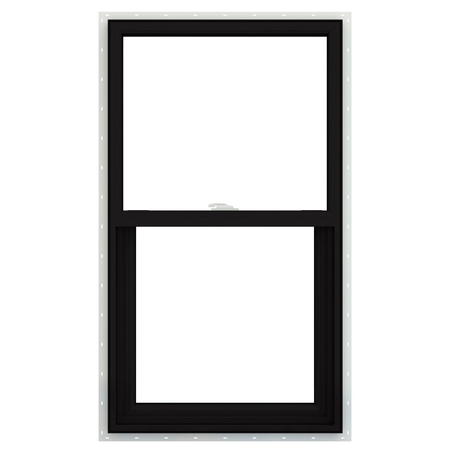 JELD-WEN V-2500 Black Exterior Vinyl New construction Single Hung Window Low-E argon Double Pane Glass (Half Screen Included)
