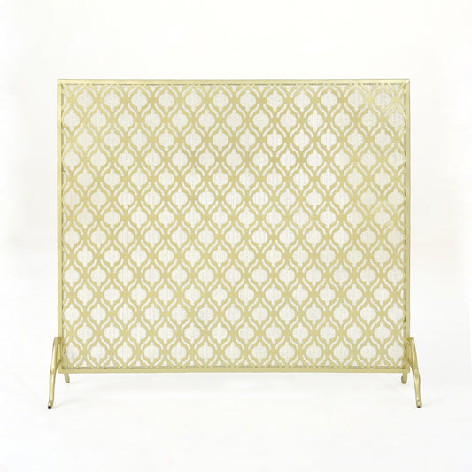 Best Selling Home Decor 39.5-in Gold Iron 1-Panel Flat Fireplace Screen 302808