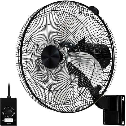 GZMR Wall Mounted Fan 18-in Oscillation Indoor Black Wall Mounted Fan GR-W1134RO18RC