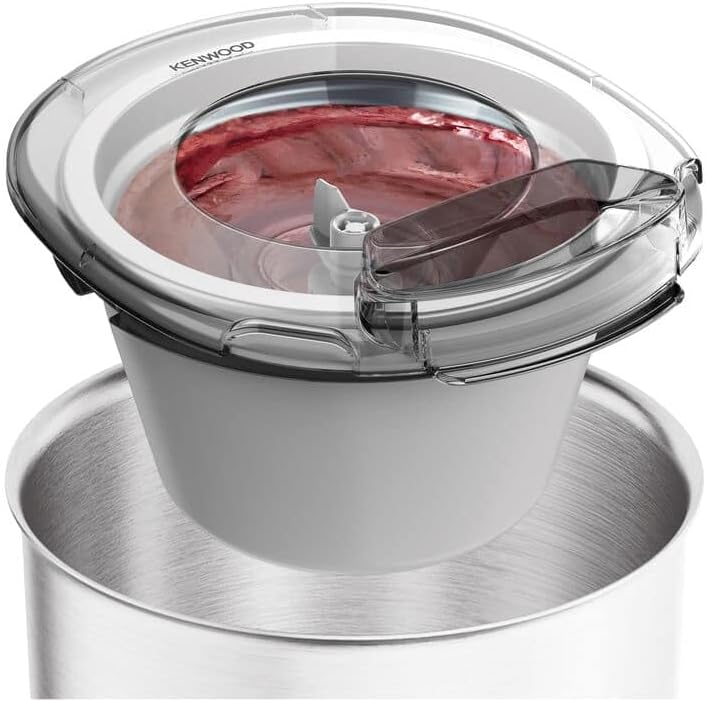 Kenwood Glacier, Frozen Dessert Maker for Sorbet and Frozen Yoghurt, Ice Cream Maker Attachment for Food Processor, Suitable with Chef Stand Mixer, Bowl 1L, KAX71.000WH, Plastic, White