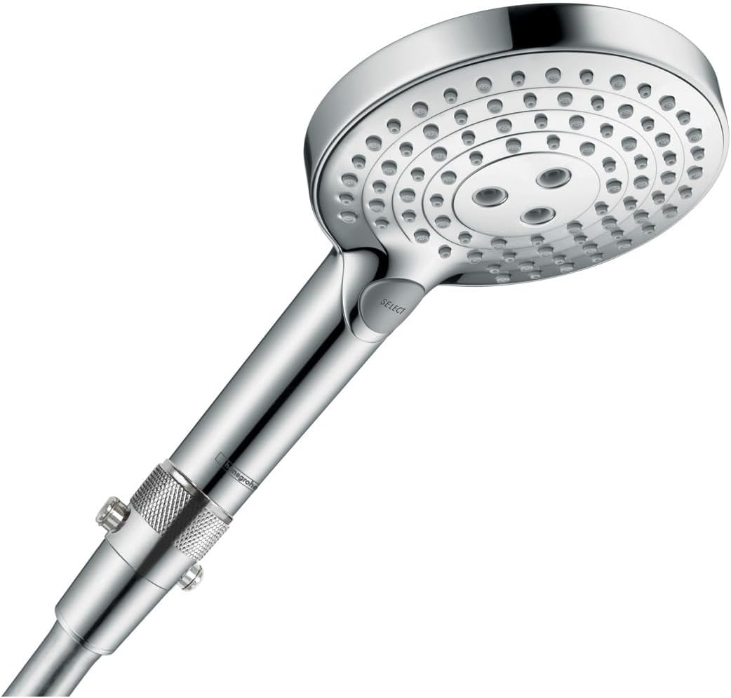 Hansgrohe Raindance Select S 5-inch Modern Handheld Shower Head 3-Spray in Chrome, 04903000