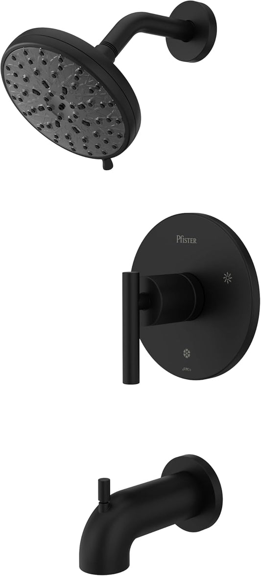 Pfister Zeelan Tub & Shower Trim Kit, Valve and Cartridge Included, 1-Handle, Matte Black Finish, 8P8WS2ZLSB