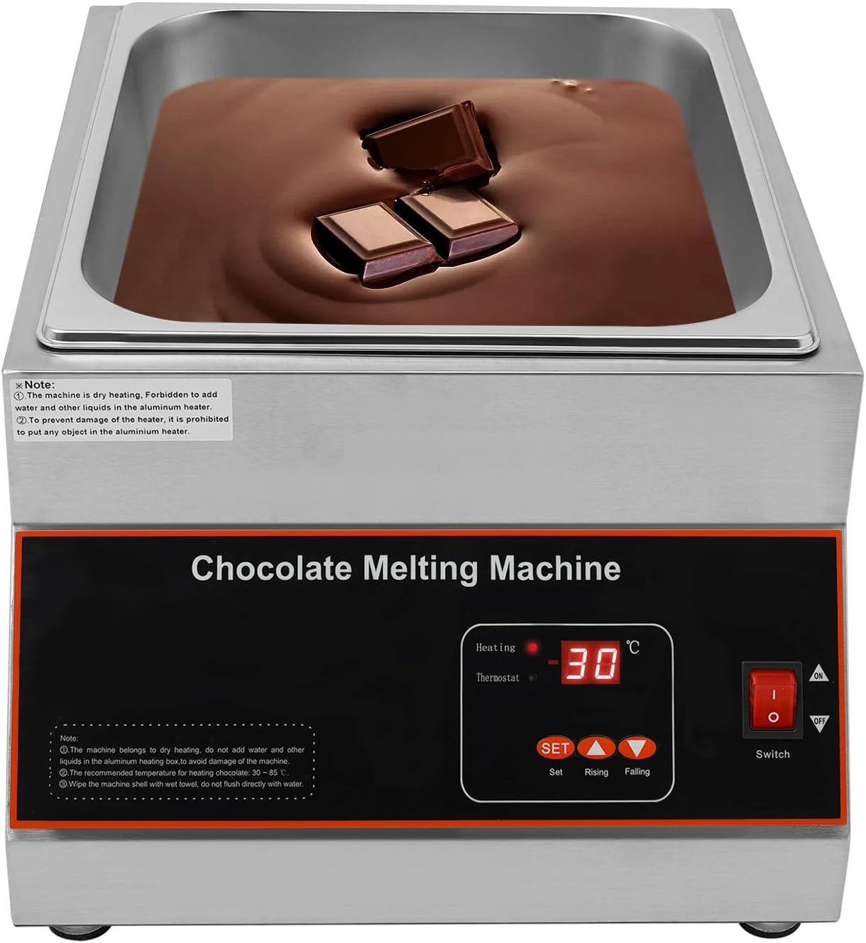 Chocolate Melting Machine,Adjustable Temperature,Stainless Steel Chocolate Melting Pot,Electric Chocolate Melter,Heat Cream,Milk, Butter,500W