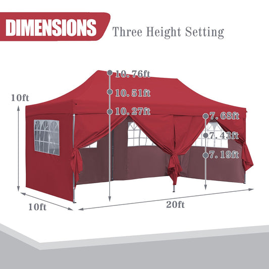 Ainfox 10-ft x 20-ft patio canopy Red with Soft Top Roof (Screen Included)