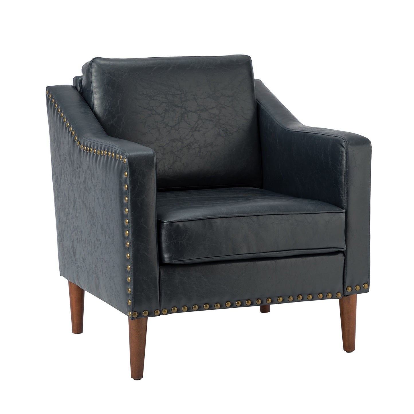 14 Karat Home Casual navy Faux leather Accent Chair