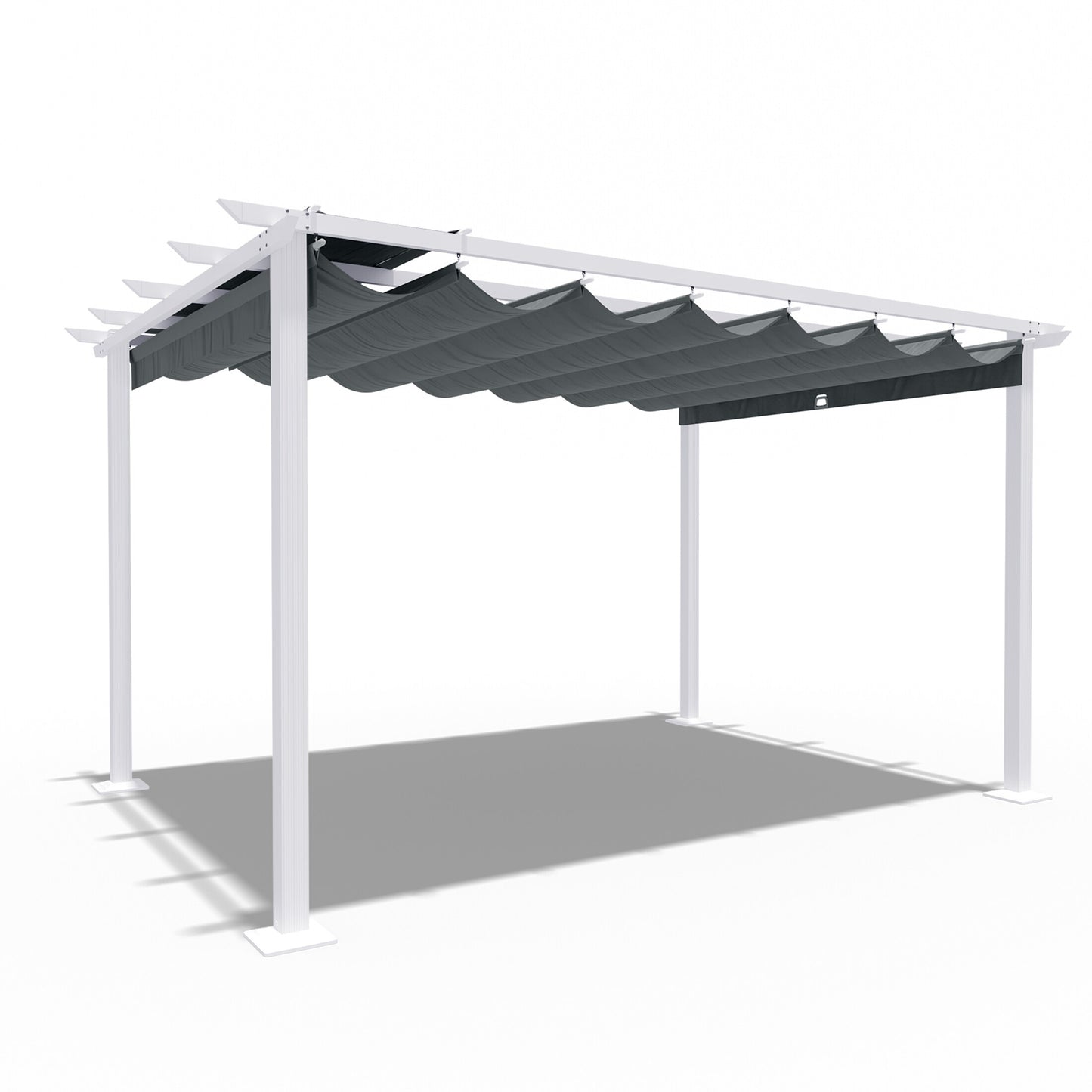  10-ft W x 13-ft L x 7-ft 3-in H Gray Metal Freestanding Pergola with Canopy