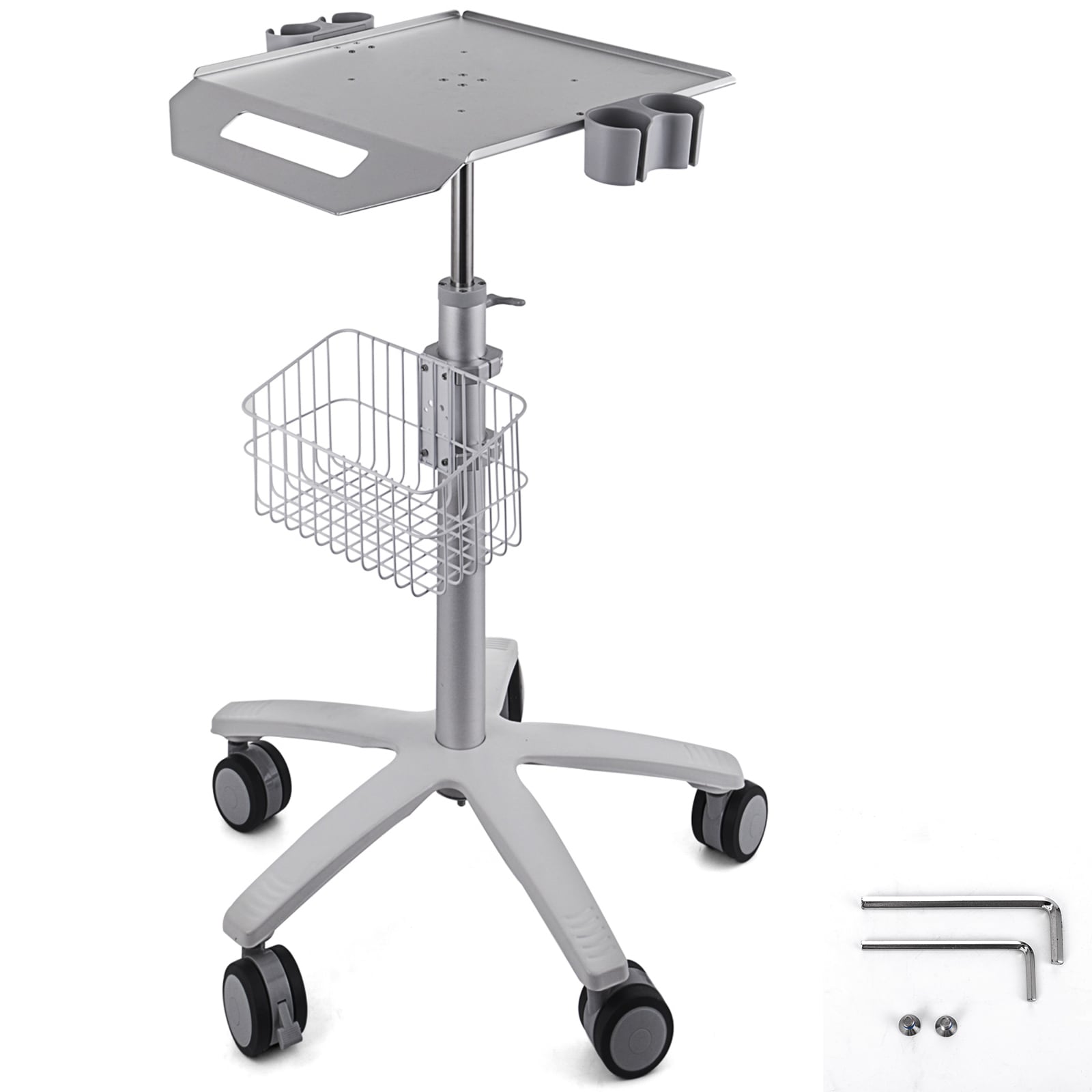 VEVOR 33.6-in Shelf Utility Cart, Aluminum/Steel, Gray, Mobile Rolling Cart SYSSTC-YDGLC00001V0