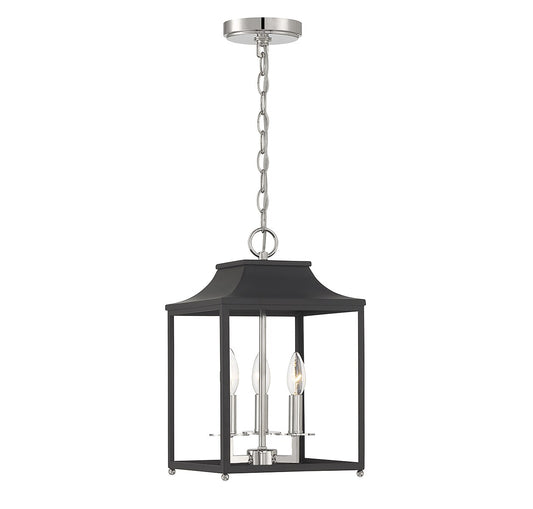 Meridian Lite Trends Meridian 3 -Light Matte Black with Polished Nickel Modern/contemporary Square Medium Hanging Pendant light