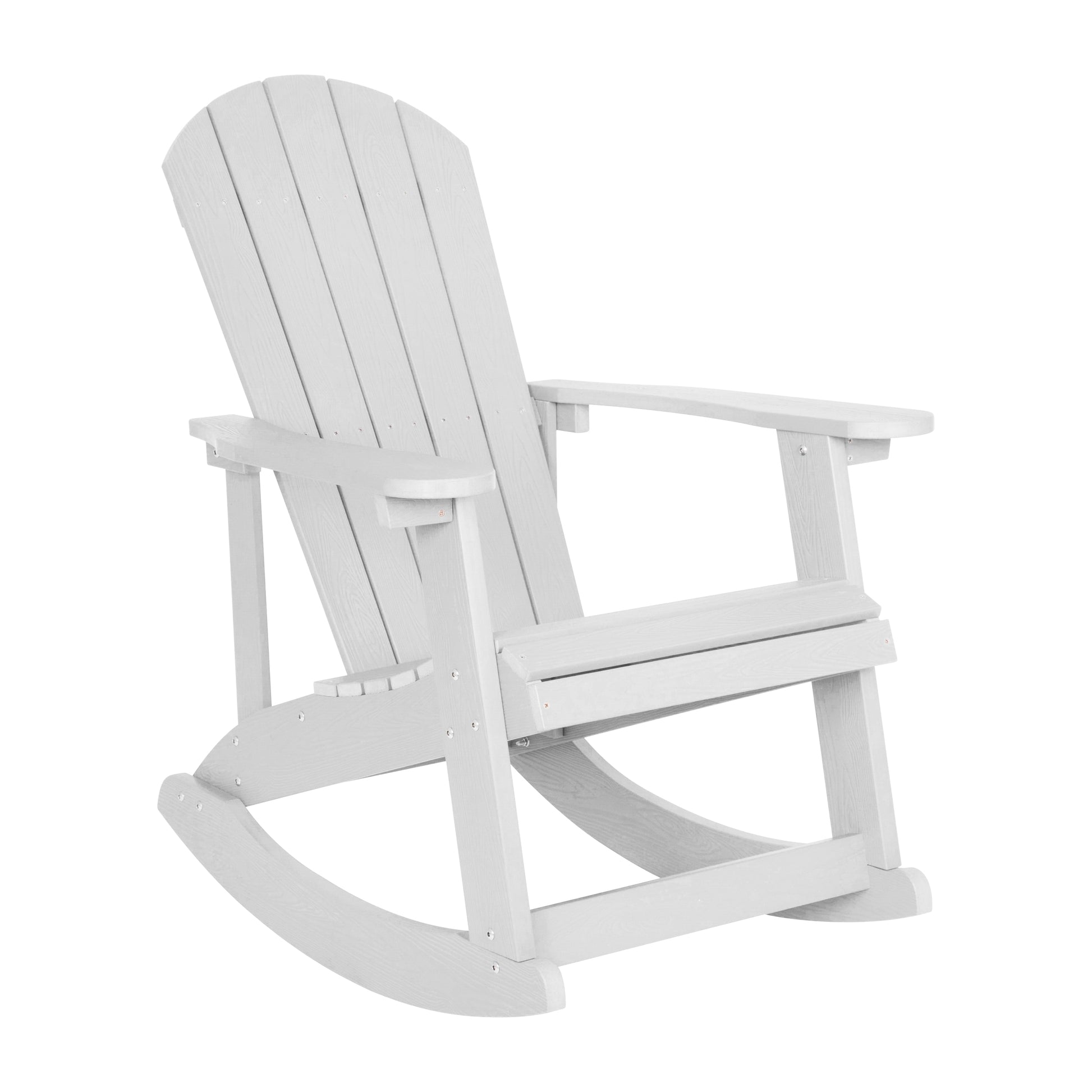 Flash Furniture Savannah White Resin Frame Rocking Chair with Slat Seat