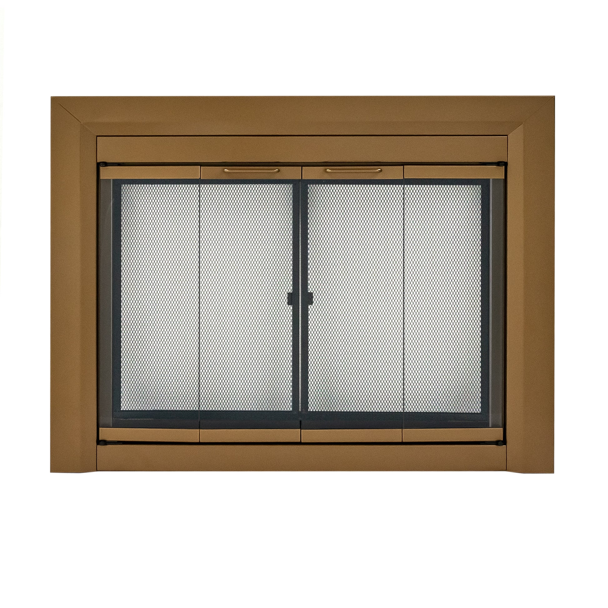 Pleasant Hearth Clairmont Heritage Brass Large Bifold Fireplace Doors with Smoke Tempered Glass CM-3012HE
