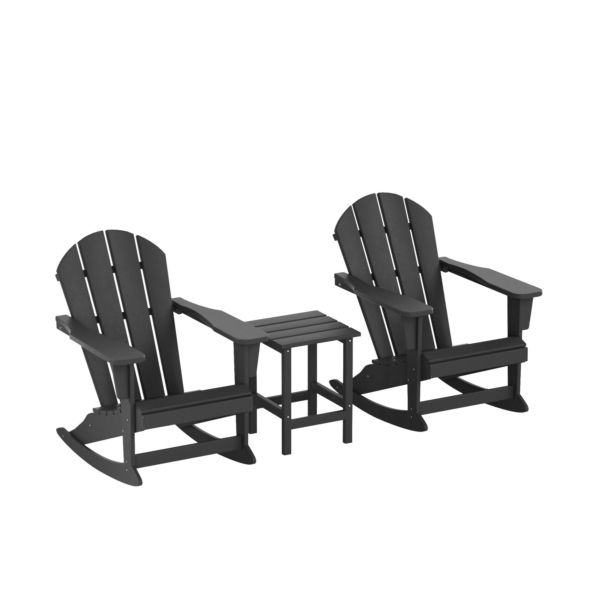 Westin Furniture Laguna Set of 2 Gray HDPE Frame Rocking Chair with Slat Seat