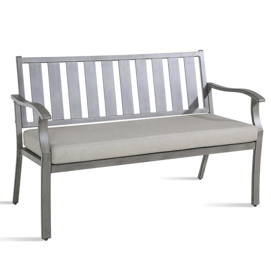 PEAK HOME FURNISHINGS Outdoor Dining Bench 50-in W x 32.5-in H Beige Aluminum Love seat Bench