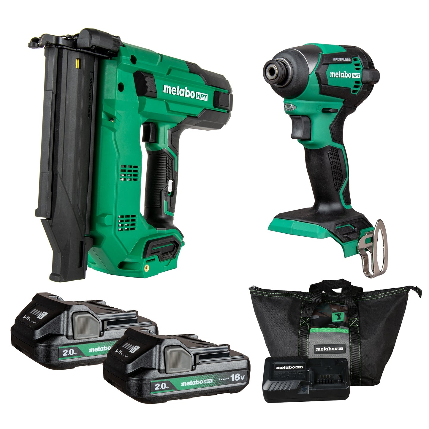 Metabo HPT 18-volt 2-Tool Brushless Power Tool Combo Kit with Soft Case (2-Batteries Included and Charger Included)