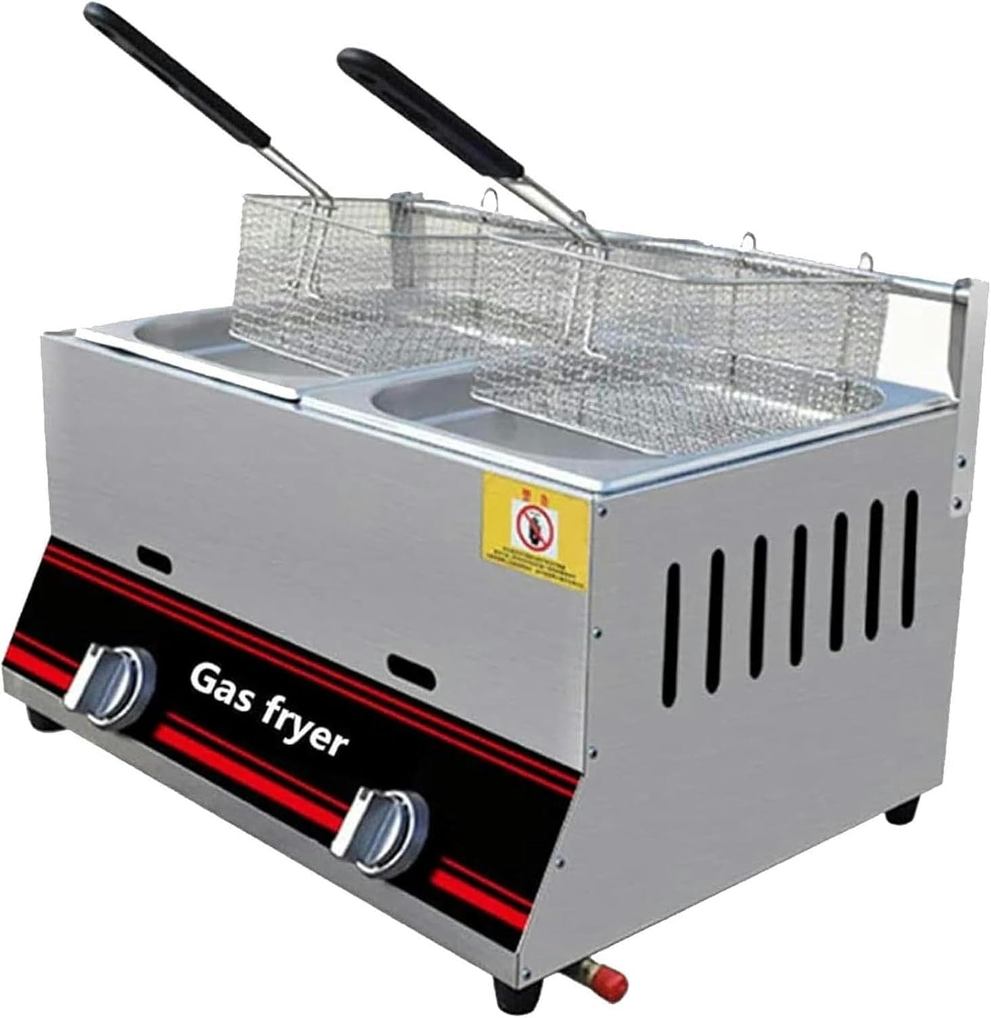 12L Deep Fryer Commercial Gas Manual Temperature Adjustment Stainless Steel Infrared Energy-Saving With Removable Basket Chip Fryer