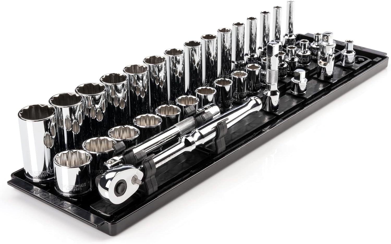 TEKTON 3/8 Inch Drive 12-Point Socket and Ratchet Set with Rails and Tray, 36-Piece (1/4-1 in.) | SKT13102