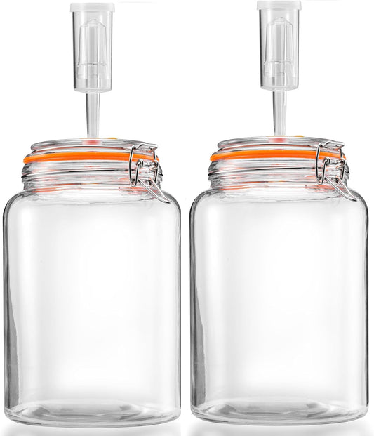 1 Gallon Fermentation Jars with Airlocks, Fermenting Kit for Sauerkraut, Kimchi, Kombucha and Pickles, 2 Pack
