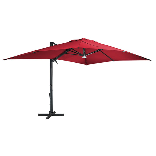 Clihome 13-Feet Aluminum Red Crank Cantilever Patio Umbrella