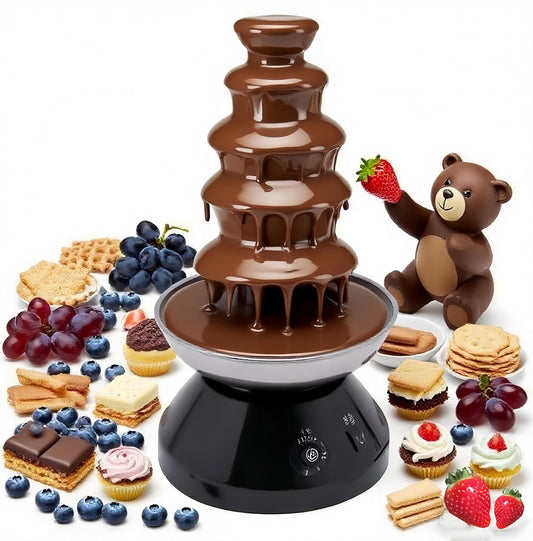 5 Tier Commercial Chocolate Fountain, 230w 110v Stainless Steel Chocolate Melting Heater, 7 LBS Large Capacity Chocolate Waterfall, 86-230 °F Hot Chocolate Fondue Tower for Candy Butter Cheese (Black)